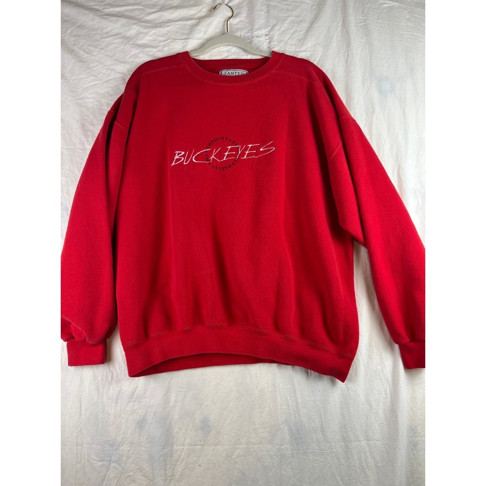 Vintage Buckeyes Crewneck‎ Sweatshirt Red XLarge Heavyweight Embroidered